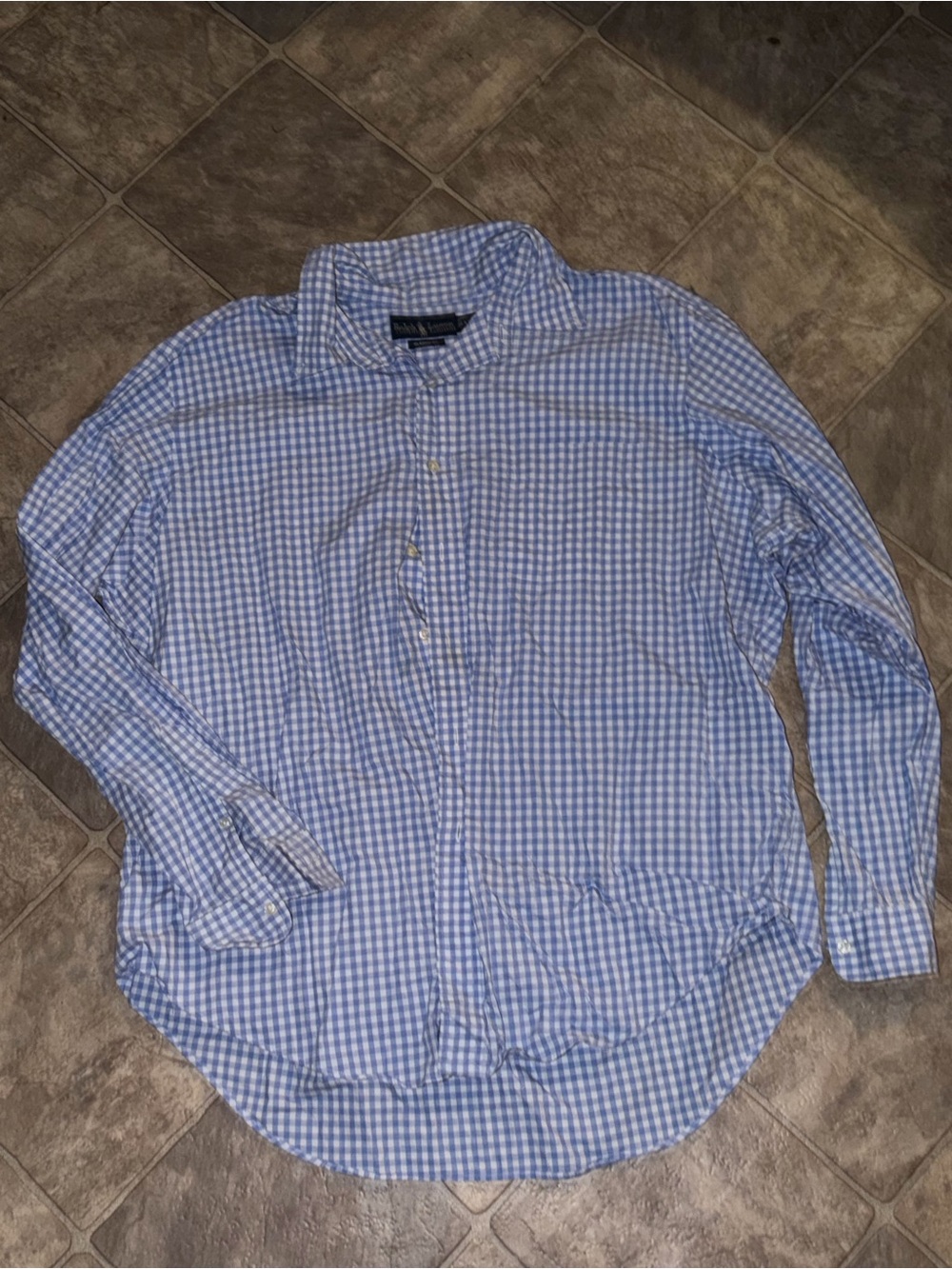 Ralph Lauren Light Blue and White Gingham Button-Down Shirt